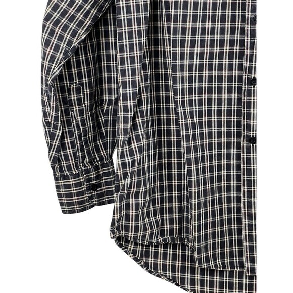 Vintage Chaps Ralph Lauren Shirt Men Large Black White Red Plaid Button Down - Picture 3 of 7